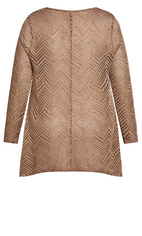 Evans Natural Brown Chevron Long Sleeve Top 7