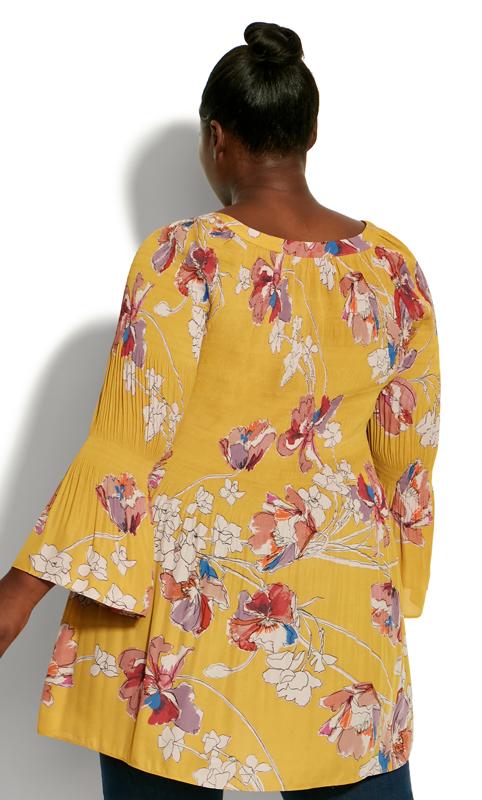 Pleater Boat Neck Bell Flare Pleat Sleeves Gold Tunic 4