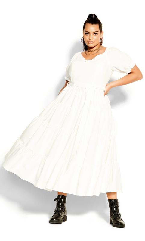 Puff Sleeve White Maxi Dress 1