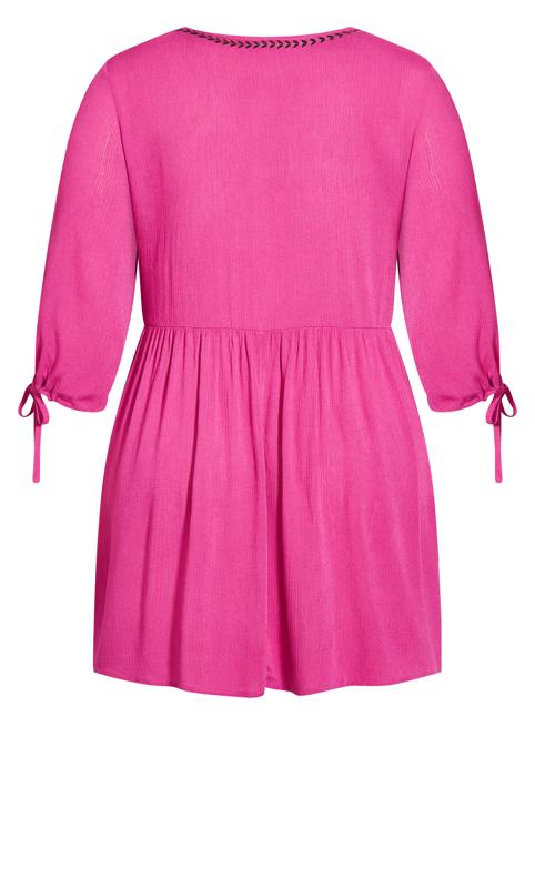 Sunset Embroidered Pink Sleeved Dress 5