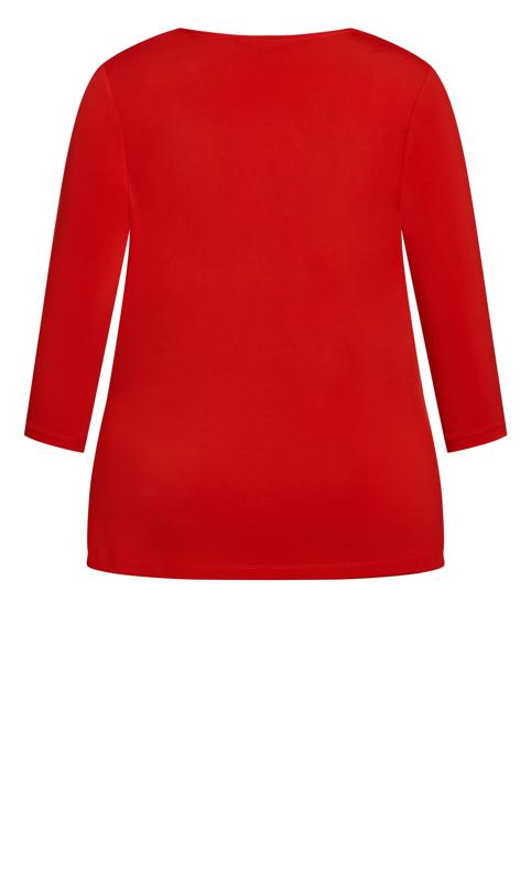 Evans Bright Red Long Sleeve Wrap Top 7