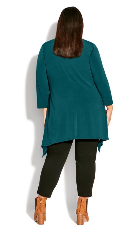 Modern Round Neck Relaxed Fit Emerald Green Plain Tunic 4