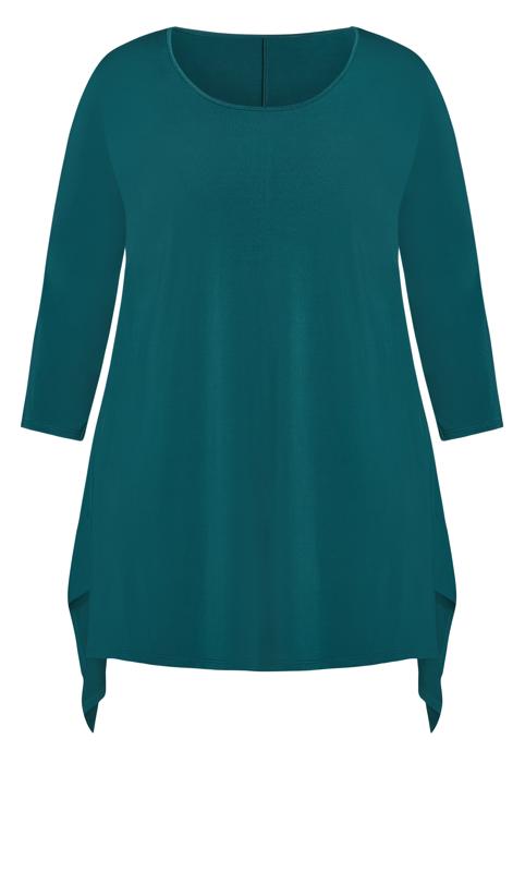 Modern Round Neck Relaxed Fit Emerald Green Plain Tunic 5