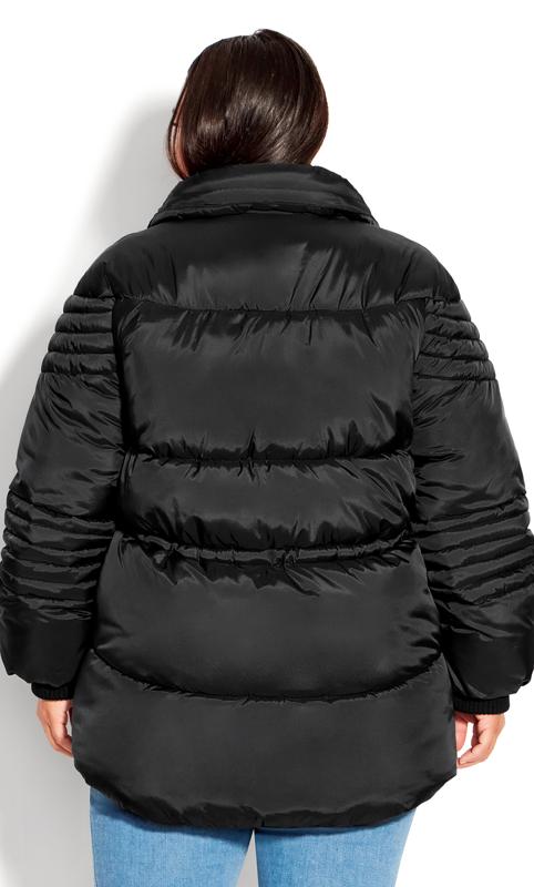 Avenue Black Puffer Coat | Evans 4