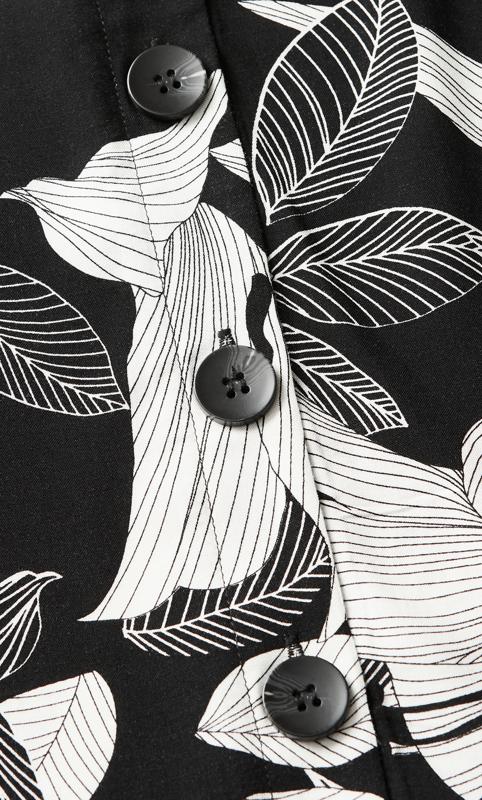 Button Through Tropical Black Dress 6