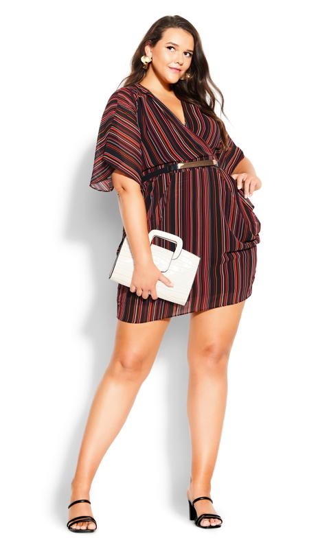 City Chic Brown Stripe Wrap Dress 1