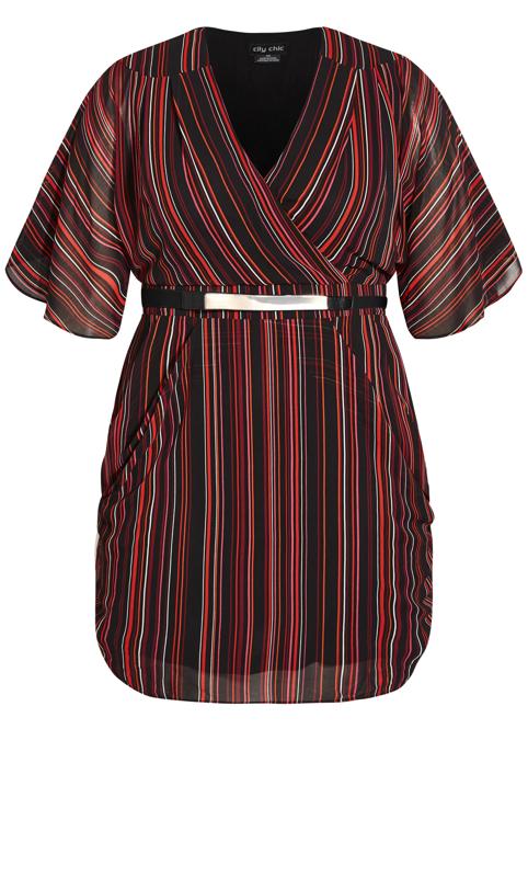 City Chic Brown Stripe Wrap Dress 4