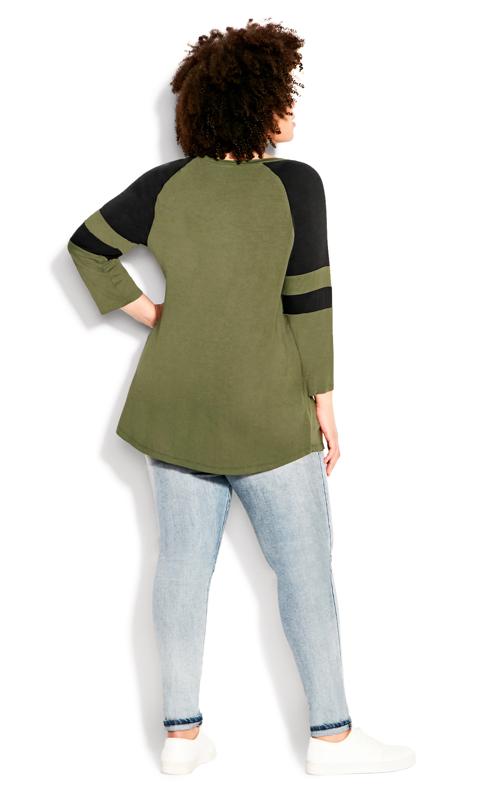 Splice Sleeve Olive Green Colour Top 4