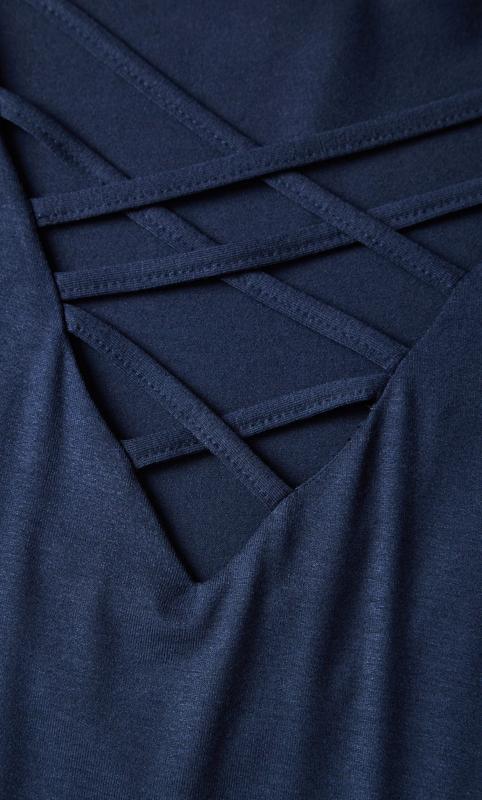 Evans Navy Blue Cross Front Top 6