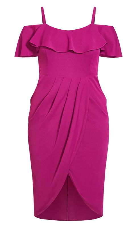 Evans Pink Cold Shoulder Ruffle & Drape Midi Dress 4