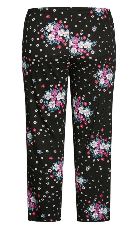 Floral Print Relaxed Fit Black Sleep Bottoms 7
