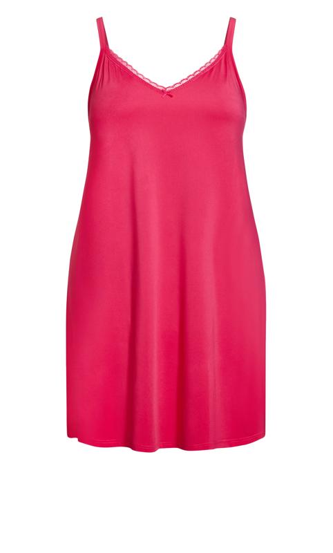 Lace V-Neck Sleeveless Relaxed Fit Pink Chemise 3