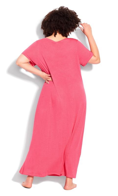 Short Sleeve Pink Maxi Sleep Dress 2