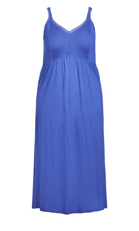 Lace Trim Blue Maxi Sleep Dress 2