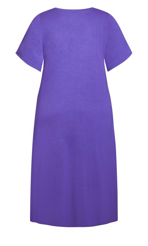 Print Short Sleeve Violet Maxi Sleep Dress 4