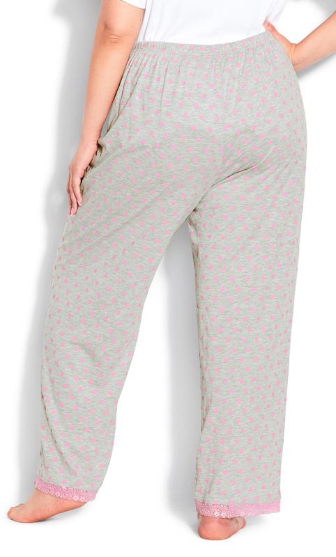 Evans Grey & Pink Heart Print Pyjama Bottom 4