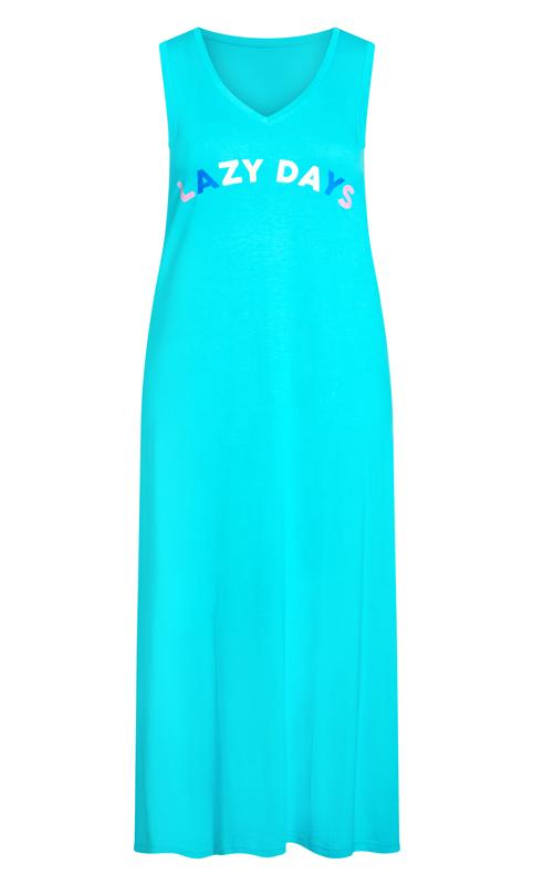 Sleeveless Printed Aqua Maxi Sleep Dress  3