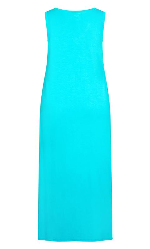 Sleeveless Printed Aqua Maxi Sleep Dress  4