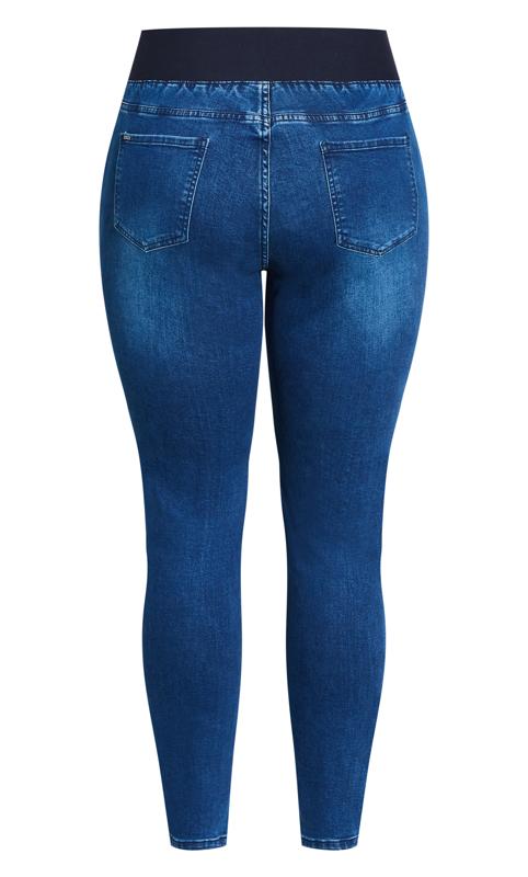 City Chic Blue Denim Harley Split Hem Jeans 4