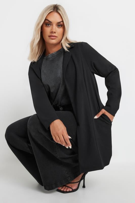 YOURS Curve Plus Size Black Longline Blazer | Yours Clothing 1