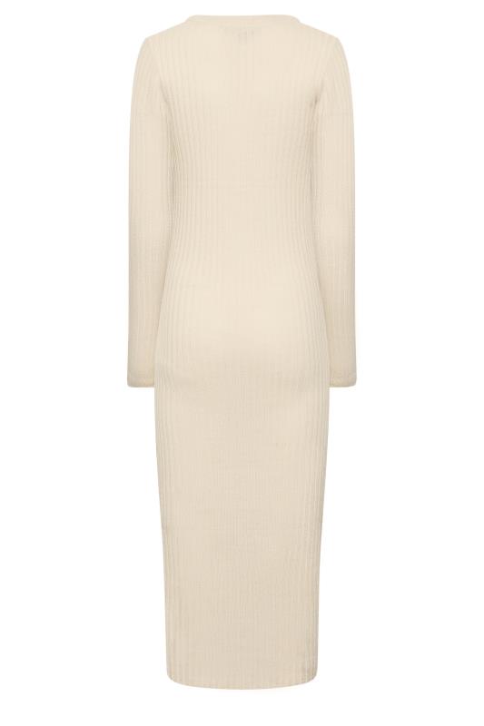 Tall Women's Cream Ribbed Long Sleeve Midi Dress | Long Tall Sally  6