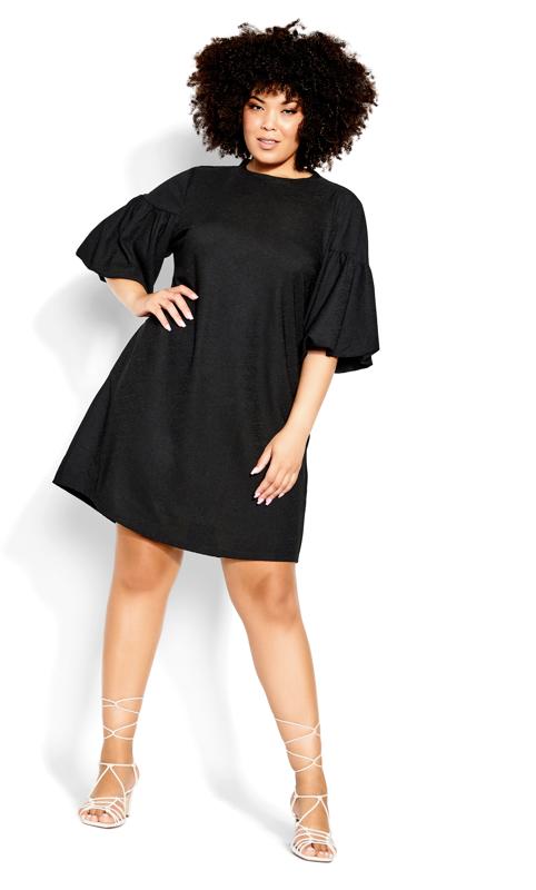 Sassy Style Black Bubble Sleeve Mini Dress