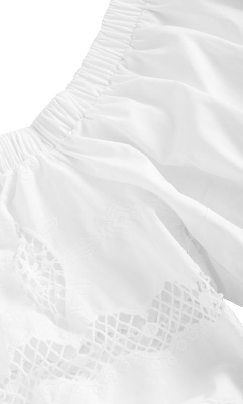 Lacy Summer Ivory Off-Shoulder Midi Dress 6