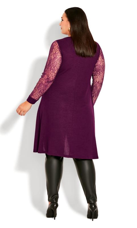 Evans Purple Lace Sleeve Hanky Hem Tunic Top 4