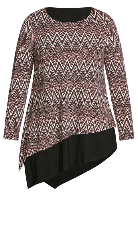 Evans Brown Zig Zag Print Long Sleeve Top 5