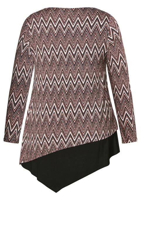 Evans Brown Zig Zag Print Long Sleeve Top 6