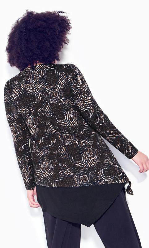 Evans Black Abstract Print Long Sleeve Top 3