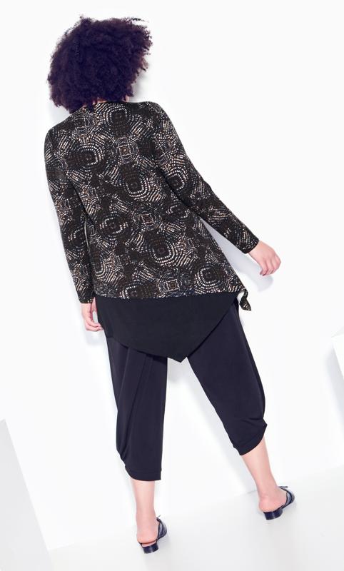 Evans Black Abstract Print Long Sleeve Top 4