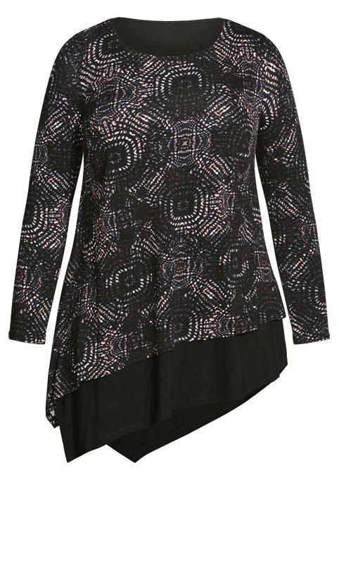 Evans Black Abstract Print Long Sleeve Top 5