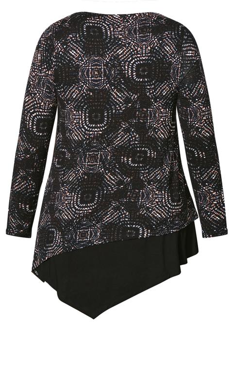 Evans Black Abstract Print Long Sleeve Top 6