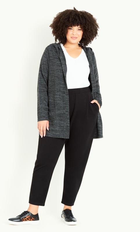 Evans Charcoal Grey Soft Touch Hooded Cardigan | Evans 4