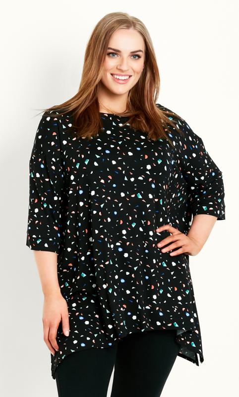 Spot Black Hanky Hem Top  1