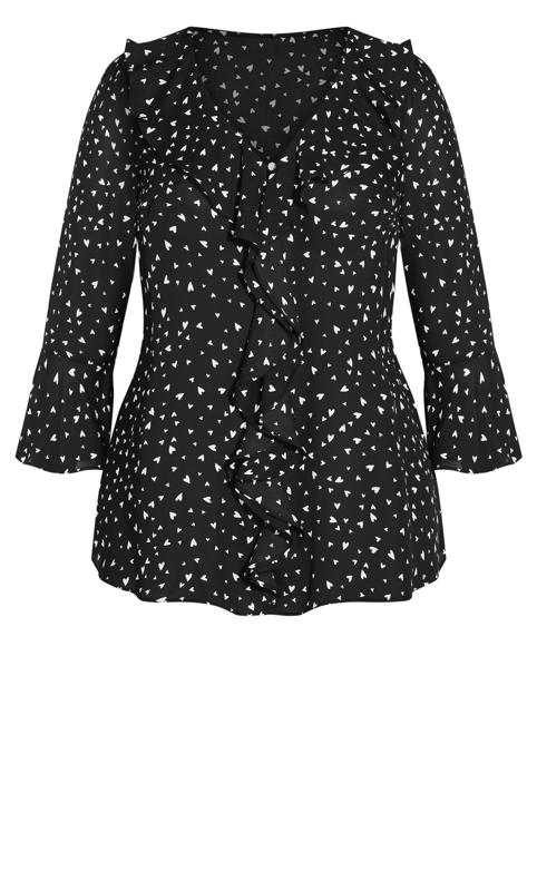 Frill Front Print Black Top 6