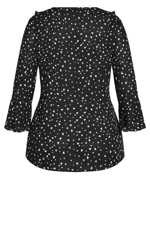 Frill Front Print Black Top 7