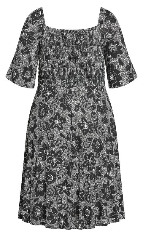 Shirred Print Dress Grey 4