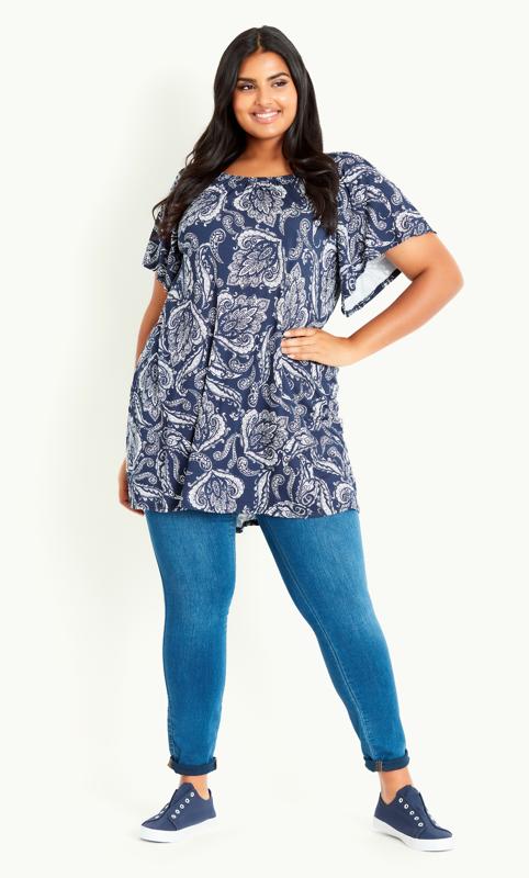 Paisley On Off Shoulder Blue Tunic 3