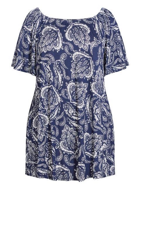 Paisley On Off Shoulder Blue Tunic 5