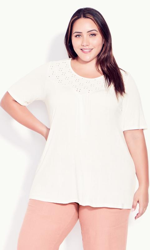 Broderie Trim White Top 1