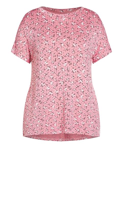 Ditsy Floral Cuff Sleeve Top Pink 5