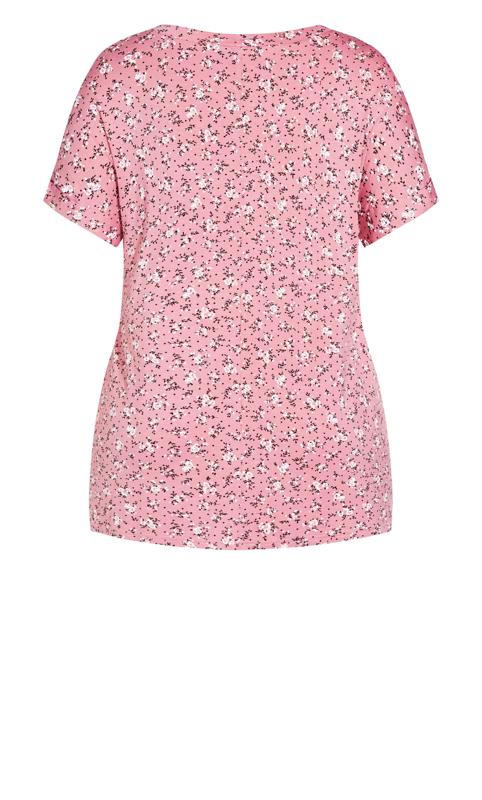 Ditsy Floral Cuff Sleeve Top Pink 6
