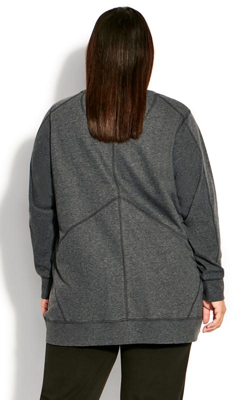 Stormy Round Neck Charcoal Gray Plain Sweat Top  3