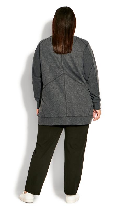 Stormy Round Neck Charcoal Gray Plain Sweat Top  5