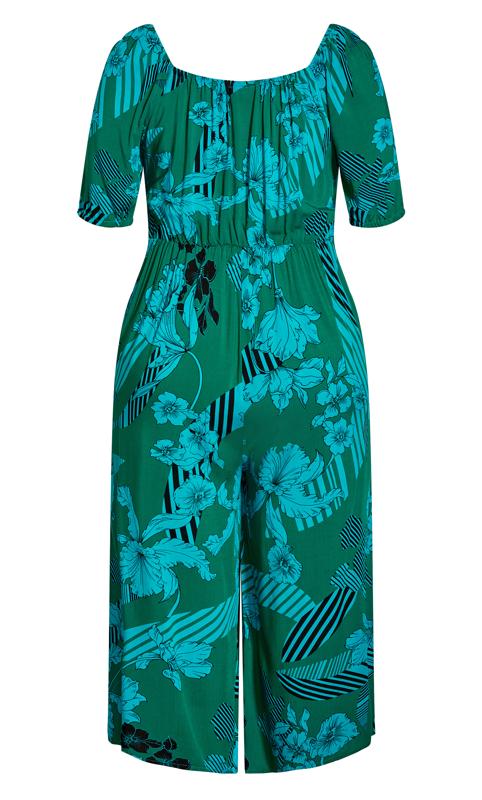 City Chic Khaki Green Floral Print Wide Leg Jumpsuit 4