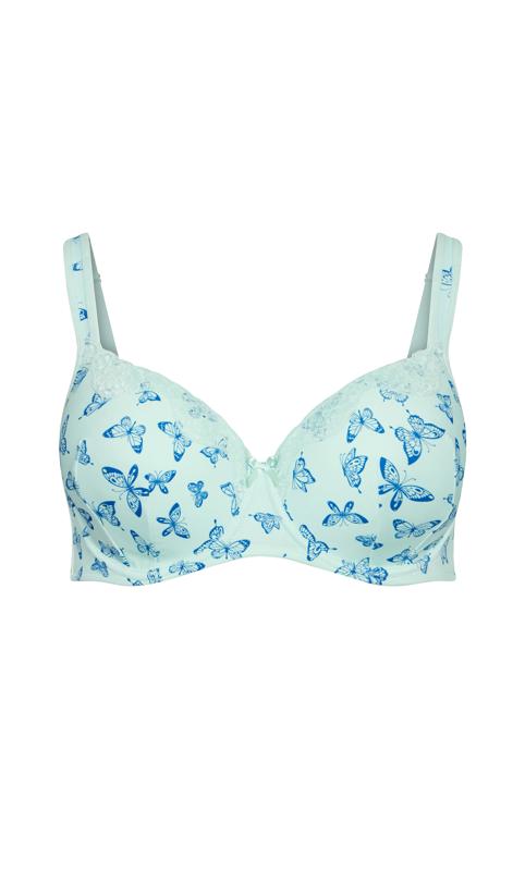 Evans Blue Butterfly Lace Balconette Print Bra 3