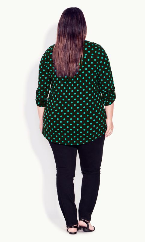 Evans Black & Green Polka Dot Print Half Placket Shirt 5