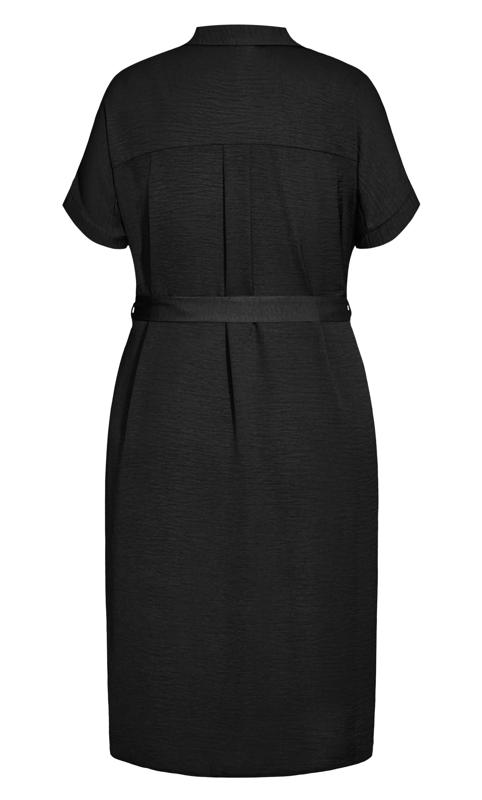 Midi Tie Waist Black Shirt Dress 6